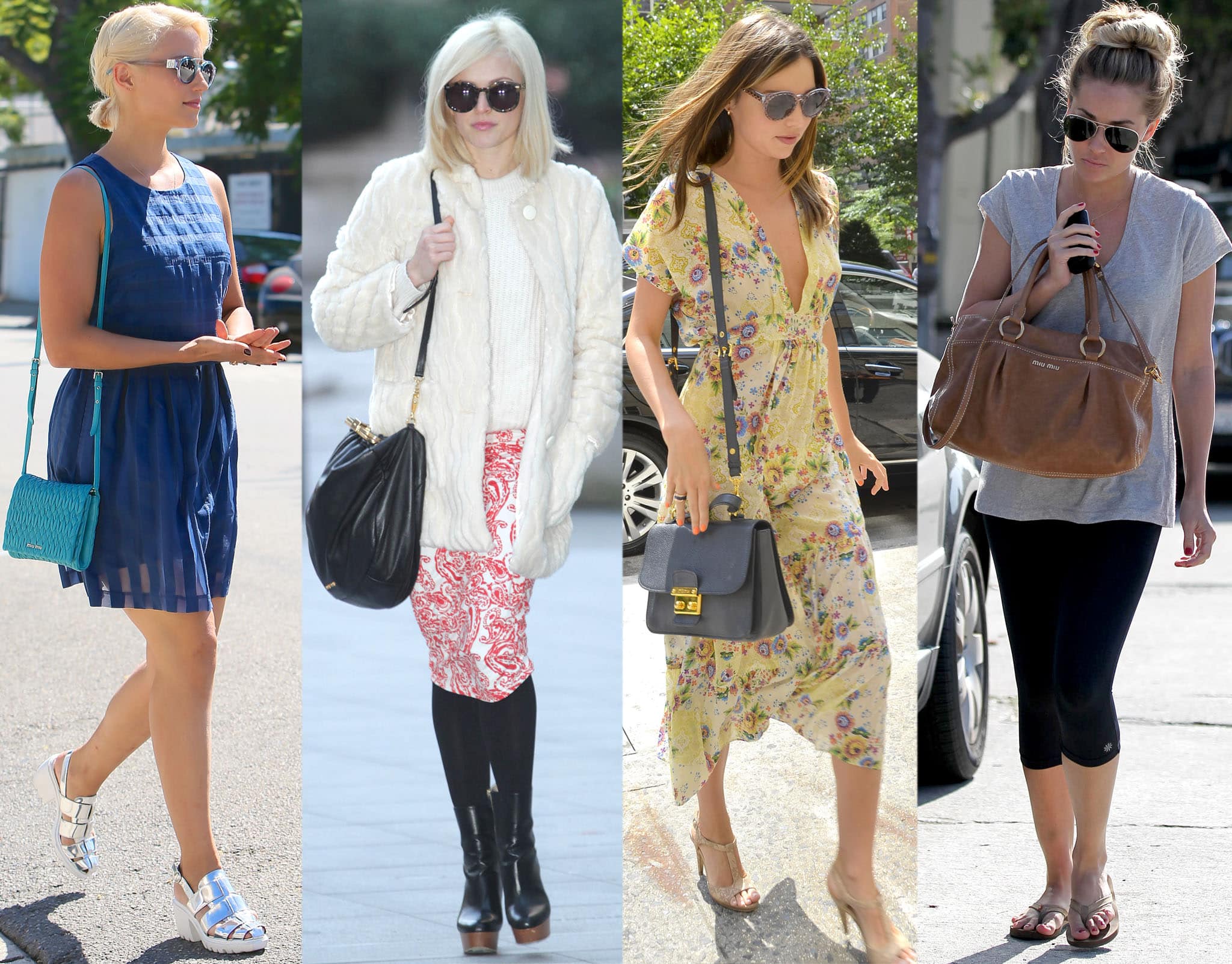 Dianna Agron, Fearne Cotton, Miranda Kerr, and Lauren Conrad carrying Miu Miu bags