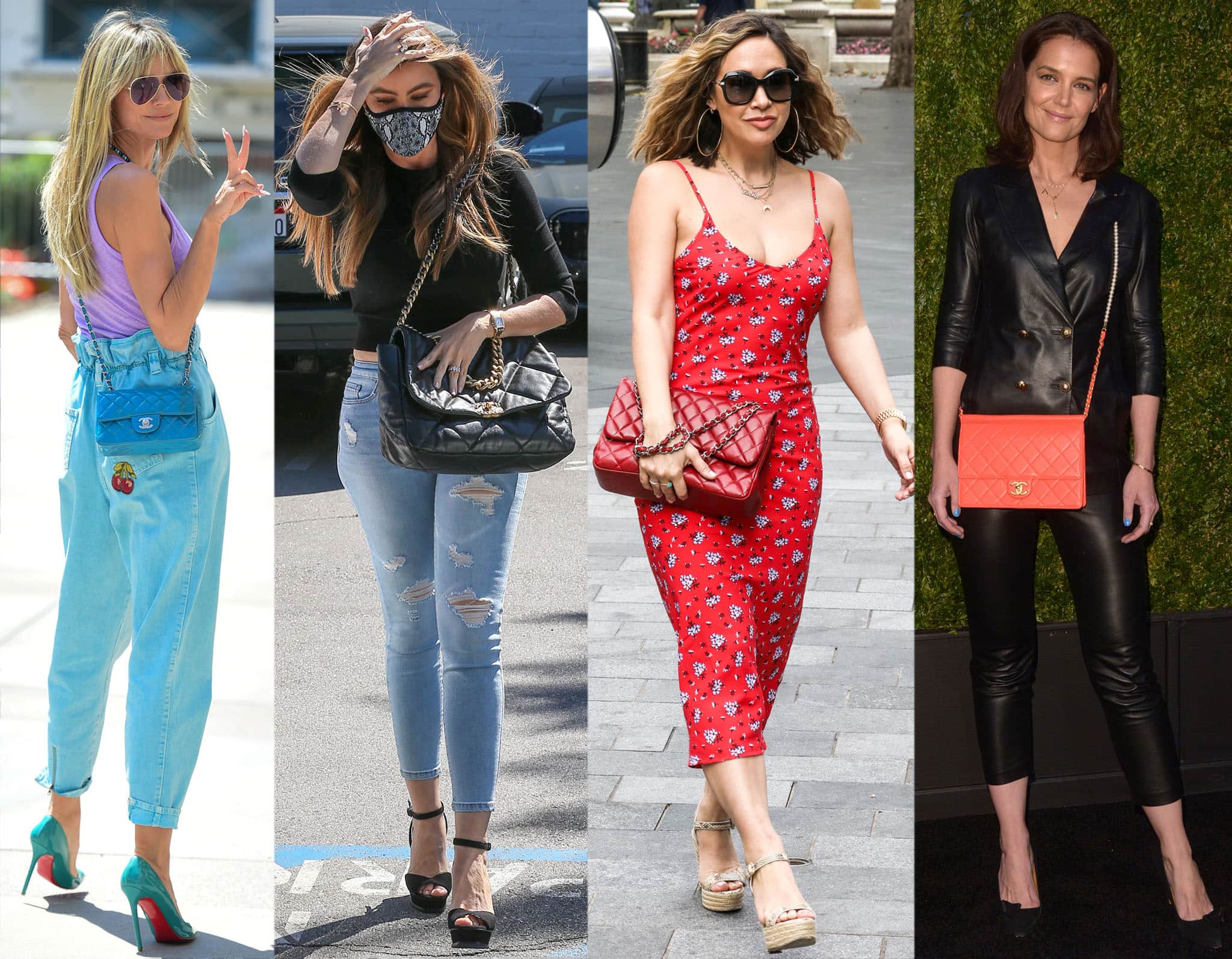 Heidi Klum, Sofia Vergara, Myleene Klass, and Katie Holmes carrying Chanel bags