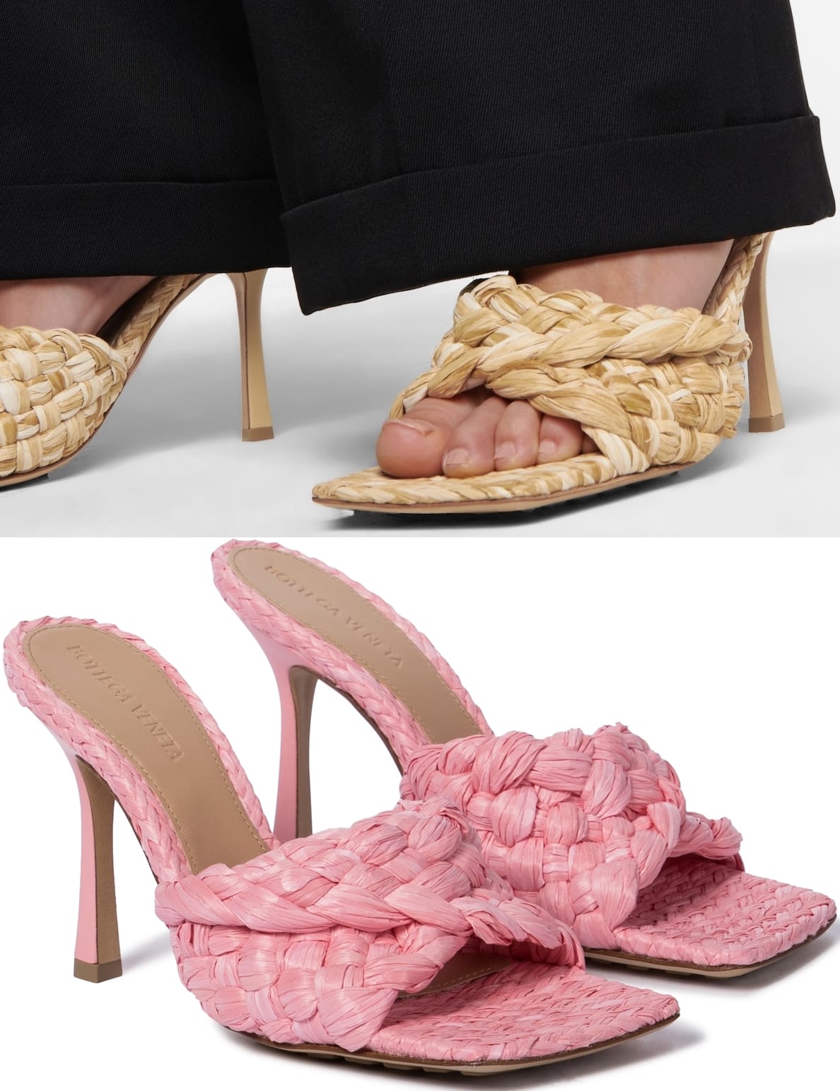 Bottega Veneta's signature Stretch sandals with woven raffia straps