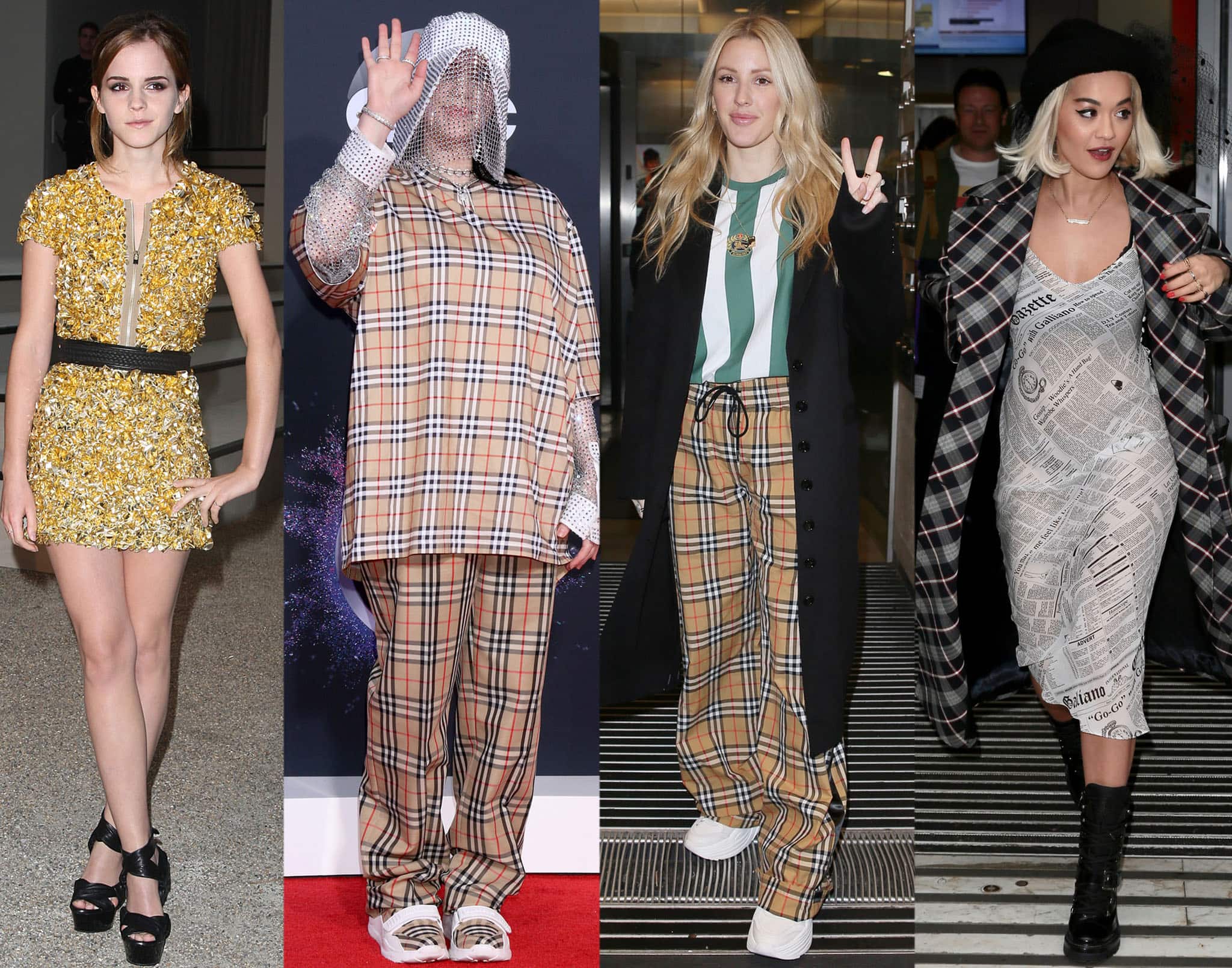 Emma Watson, Billie Eilish, Ellie Goulding, and Rita Ora wearing Burberry