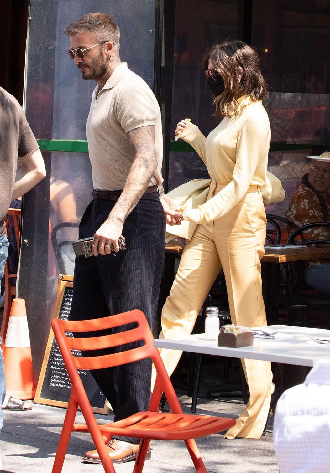 David Beckham and wife Victoria Beckham step out to have lunch at Bar Pitti in Greenwich Village on May 26, 2021