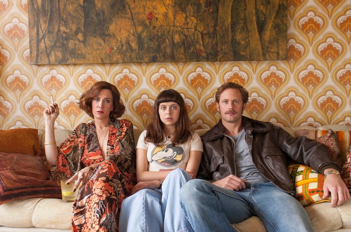 Bel Powley as Minnie Goetze, Kristen Wiig as Charlotte Worthington, and Alexander Skarsgård as Monroe Rutherford in the 2015 American comedy-drama film The Diary of a Teenage Girl