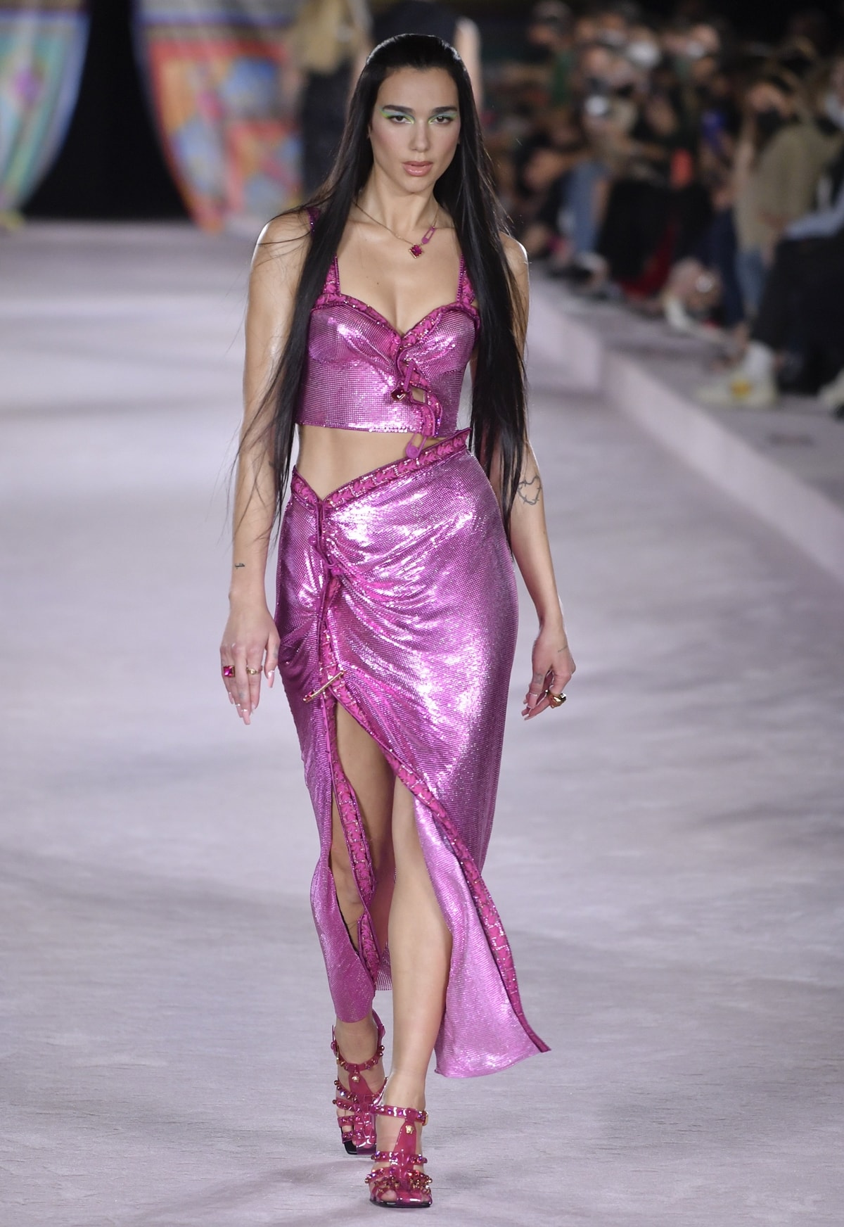 Dua Lipa made her runway debut in the Versace show during Milan Fashion Week