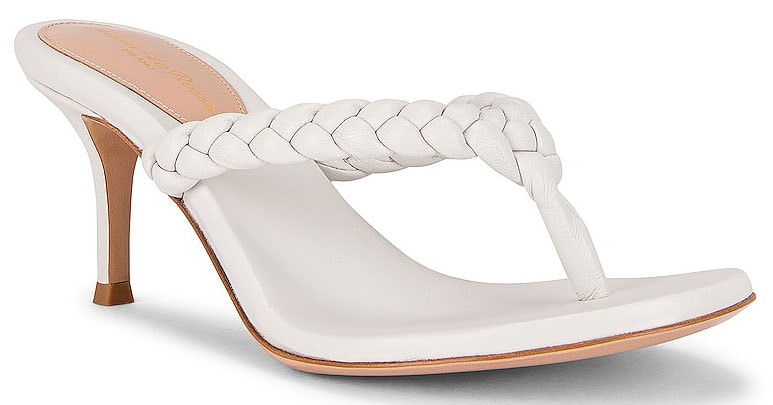 This white Gianvito Rossi braid thong sandal is perfect for spring and summer