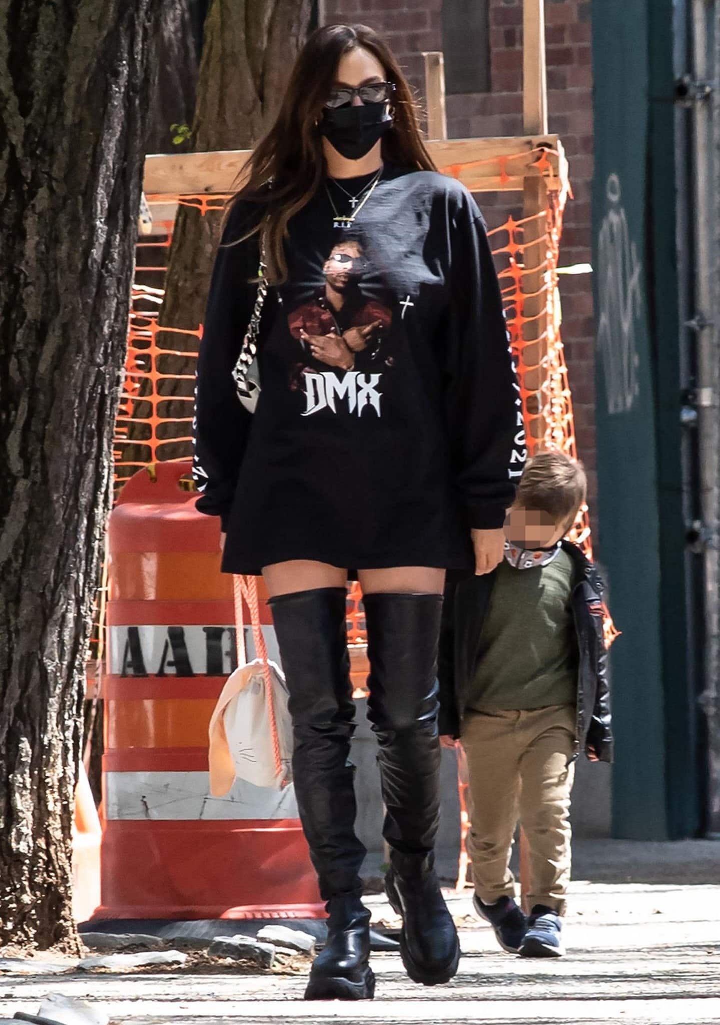 Irina Shayk goes rock-chic as she picks her daughter up from school on April 26, 2021