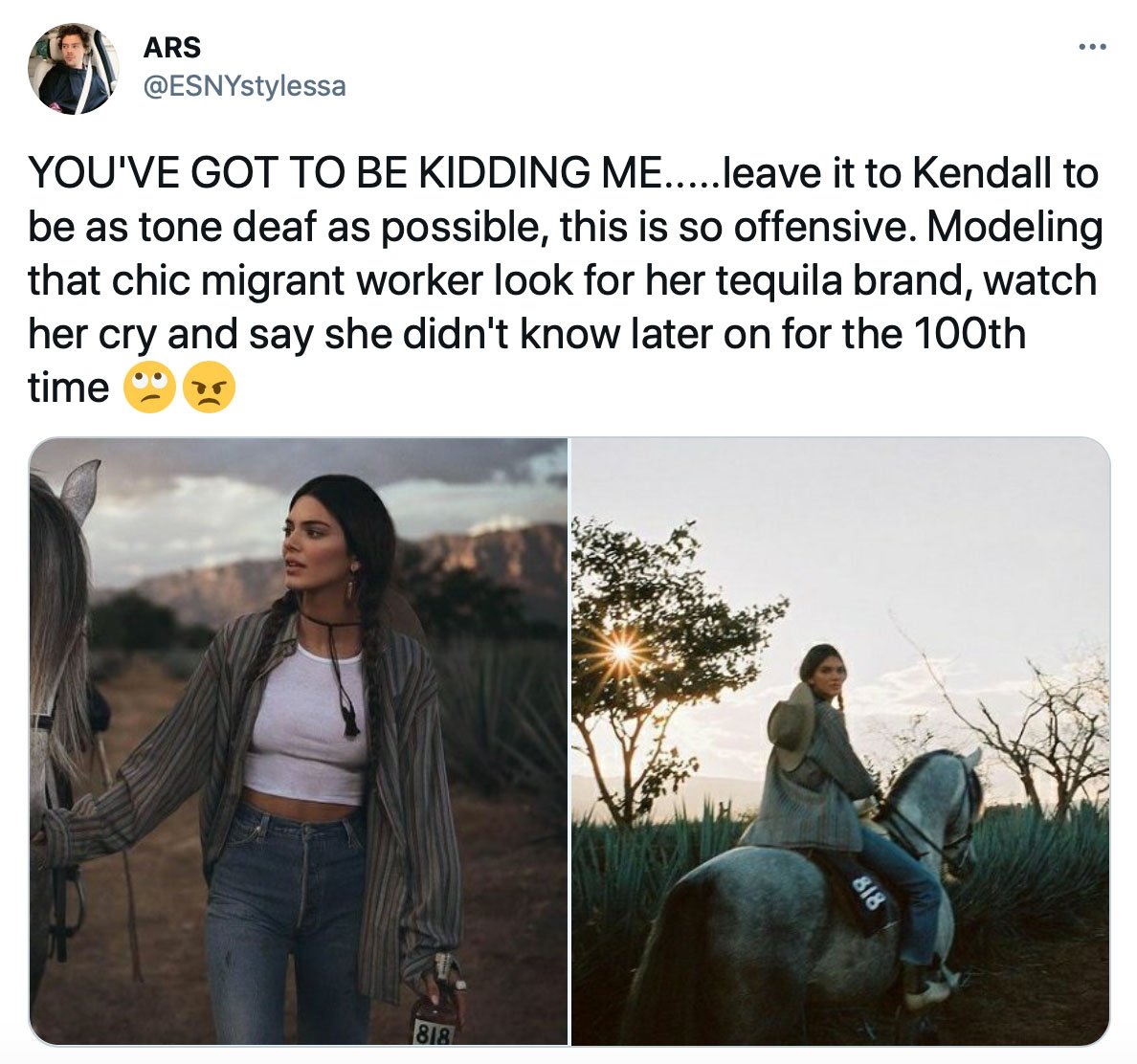 Kendall Jenner is being criticized for migrant chic cultural appropriation in new tequila ad