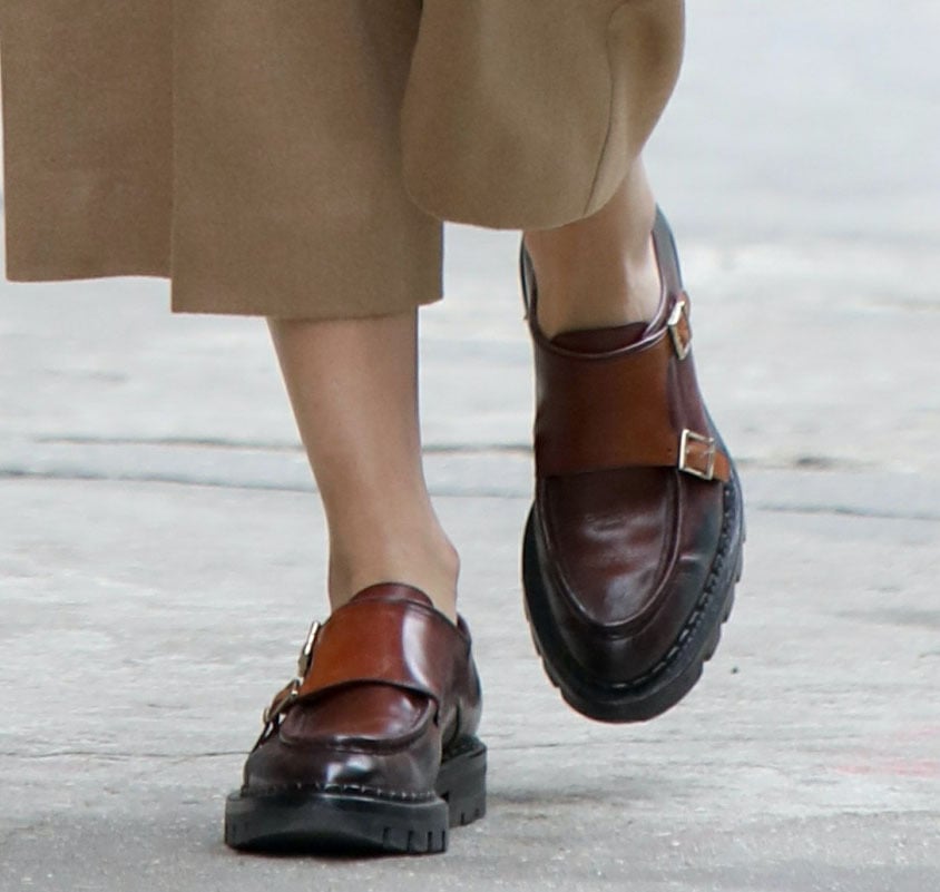 Olivia Palermo completes her street-chic look with Santoni loafers