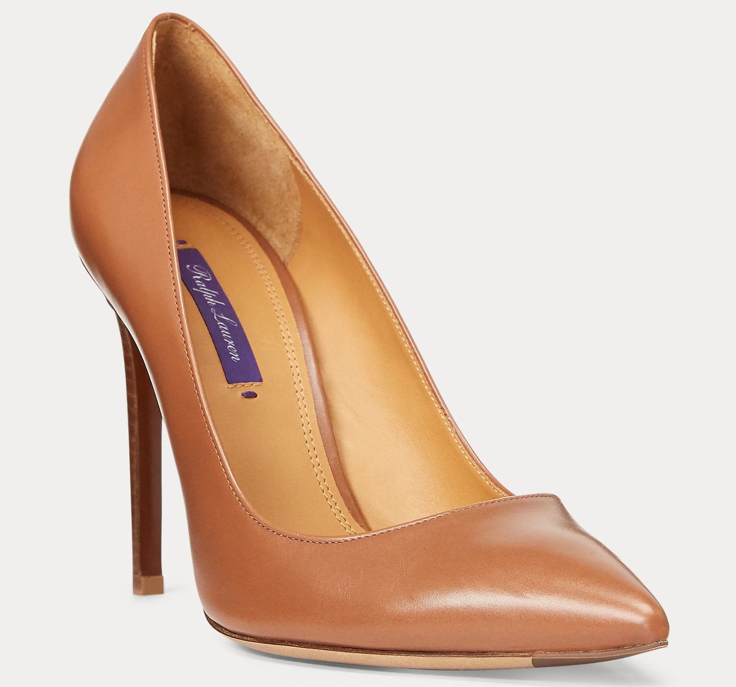 The Celia pumps are aniline-dyed to amplify the full-grain calfskin leather's natural texture