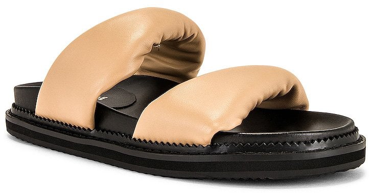 A chunky two-strap sandal silhouette made from leather with rubber soles