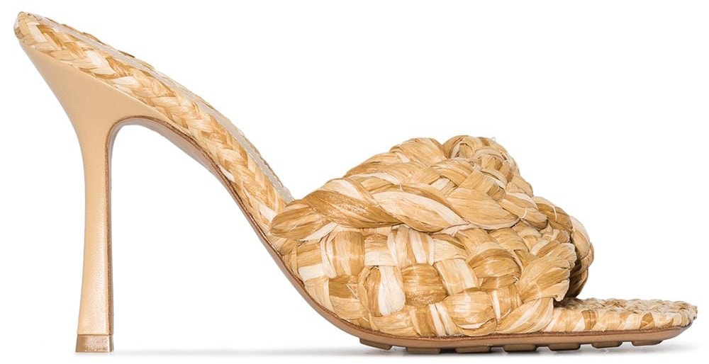 These raffia sandals feature Bottega Veneta's signature square toes and intrecciato design