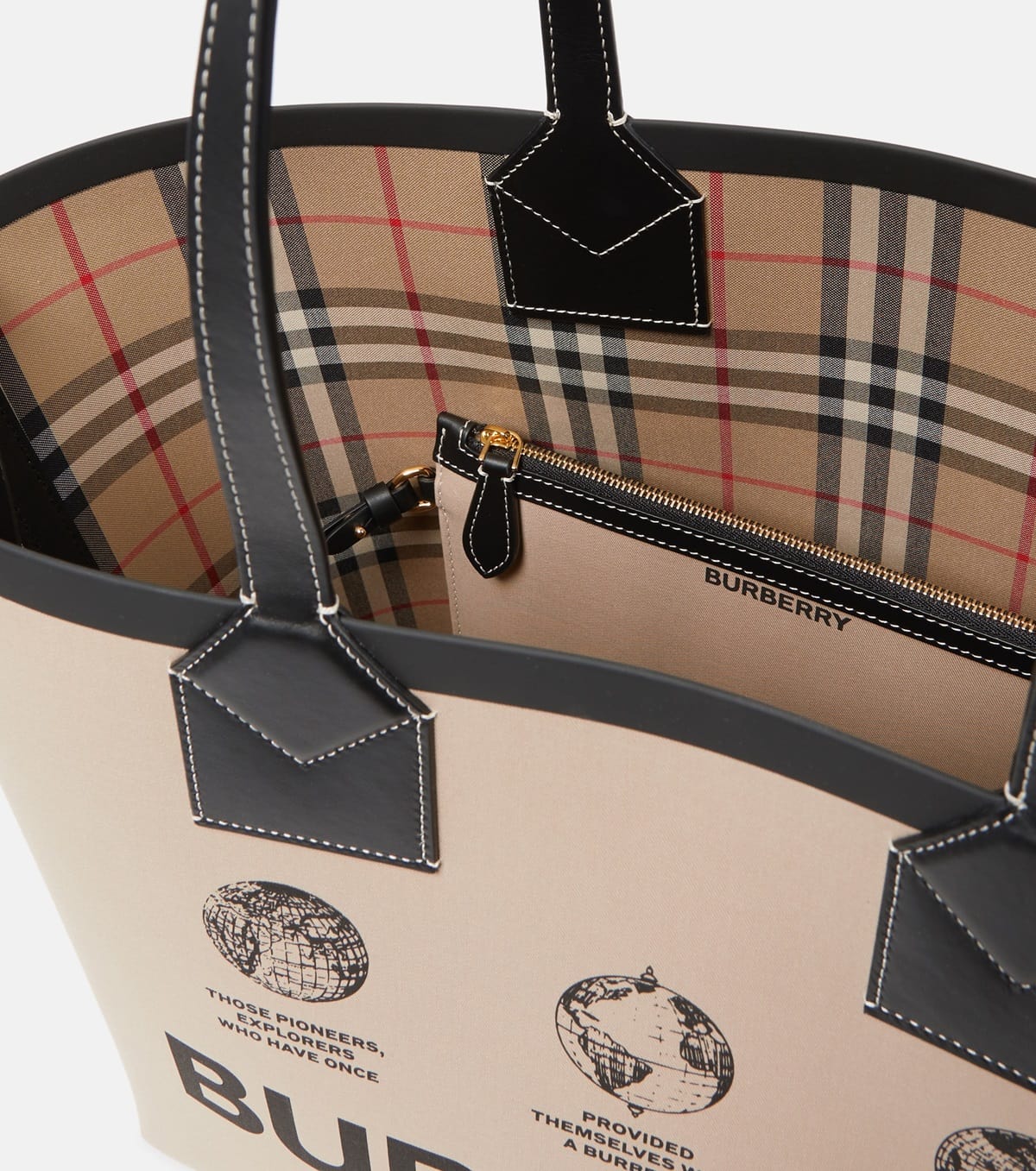 The label or metal plaque on an authentic Burberry bag should be made of high-quality materials and should be clearly stamped with the Burberry logo