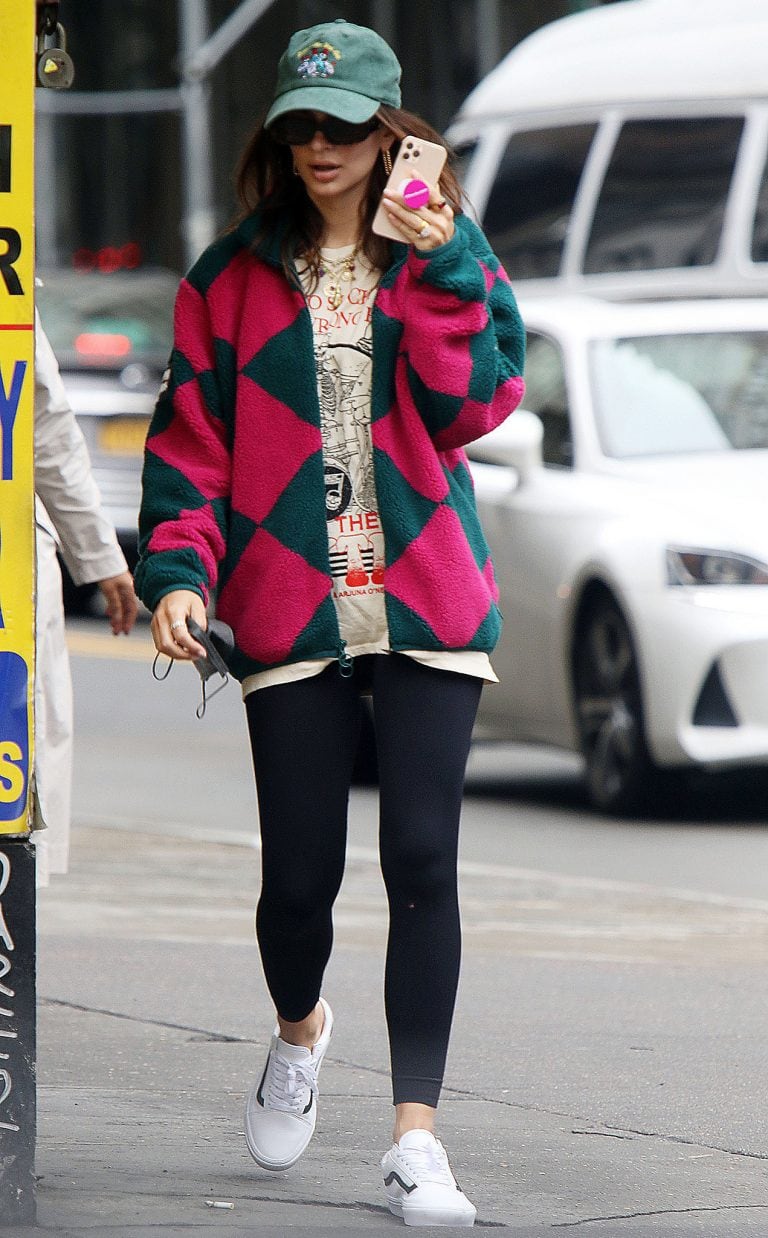 Emily Ratajkowski Runs Errands in Rowing Blazers Harlequin Jacket and