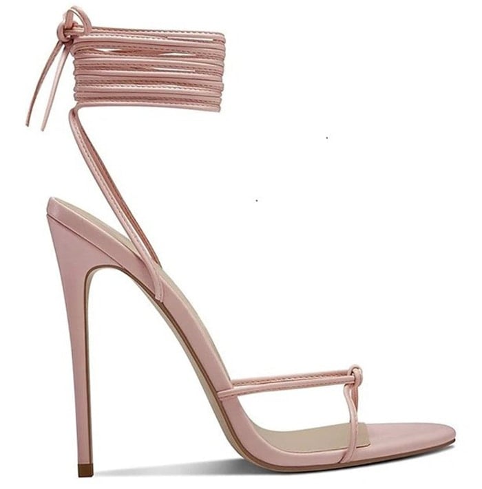 The Athens sandal has lace-up wrap around ankle straps and knotted front straps