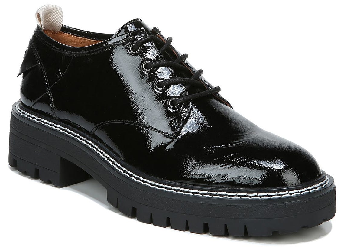 A sassy pair of derby shoes with trendy chunky lugged platform soles