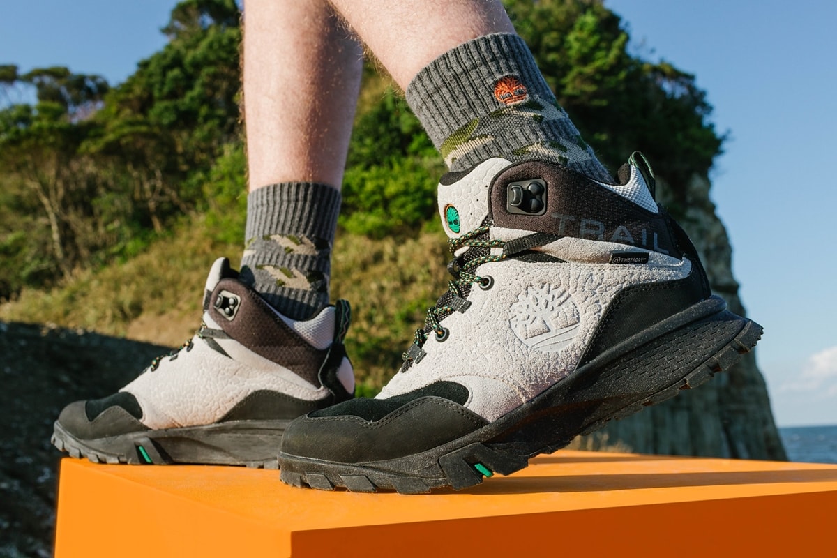 Timberland's Garrison Trail waterproof hiking boots are made with recycled material for rough terrain