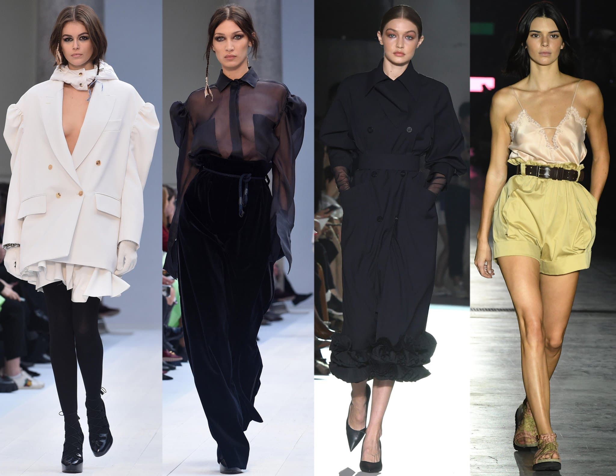 Kaia Gerber, Bella Hadid, Gigi Hadid, and Kendall Jenner on the runway during Milan Fashion Week
