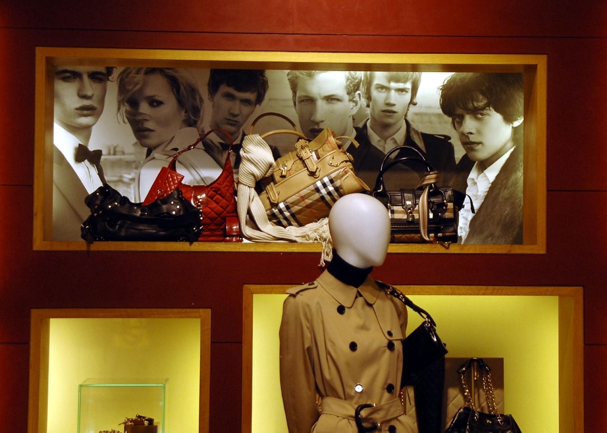 Kate Moss advertisement in Burberry's store in Knightsbridge, London