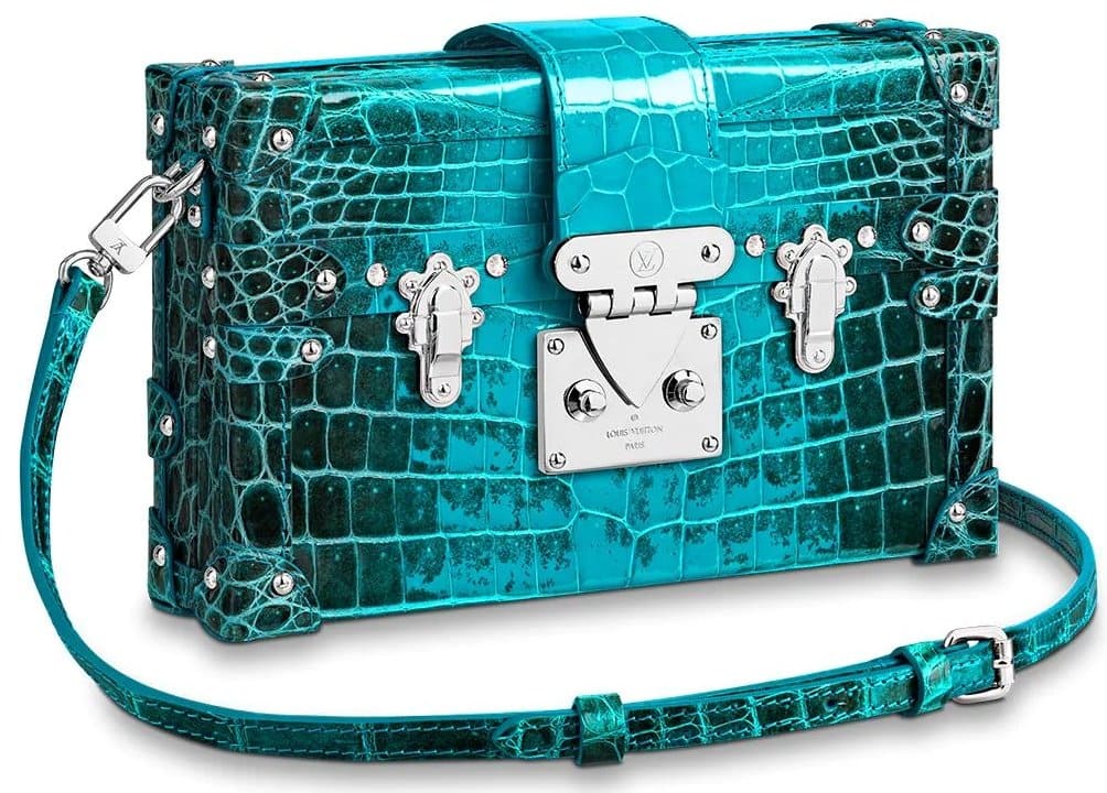 Louis Vuitton's Petite Malle handbag in turquoise-color crocodilian leather retails for $30,000