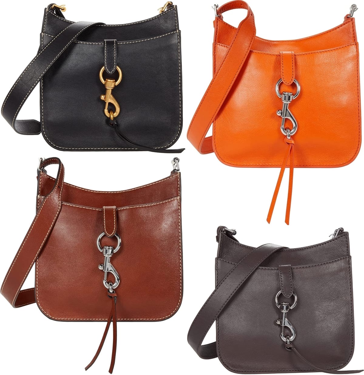 Rebecca Minkoff''s Megan Soft Small Feed Crossbody features metallic hardware closures that keep everything safe