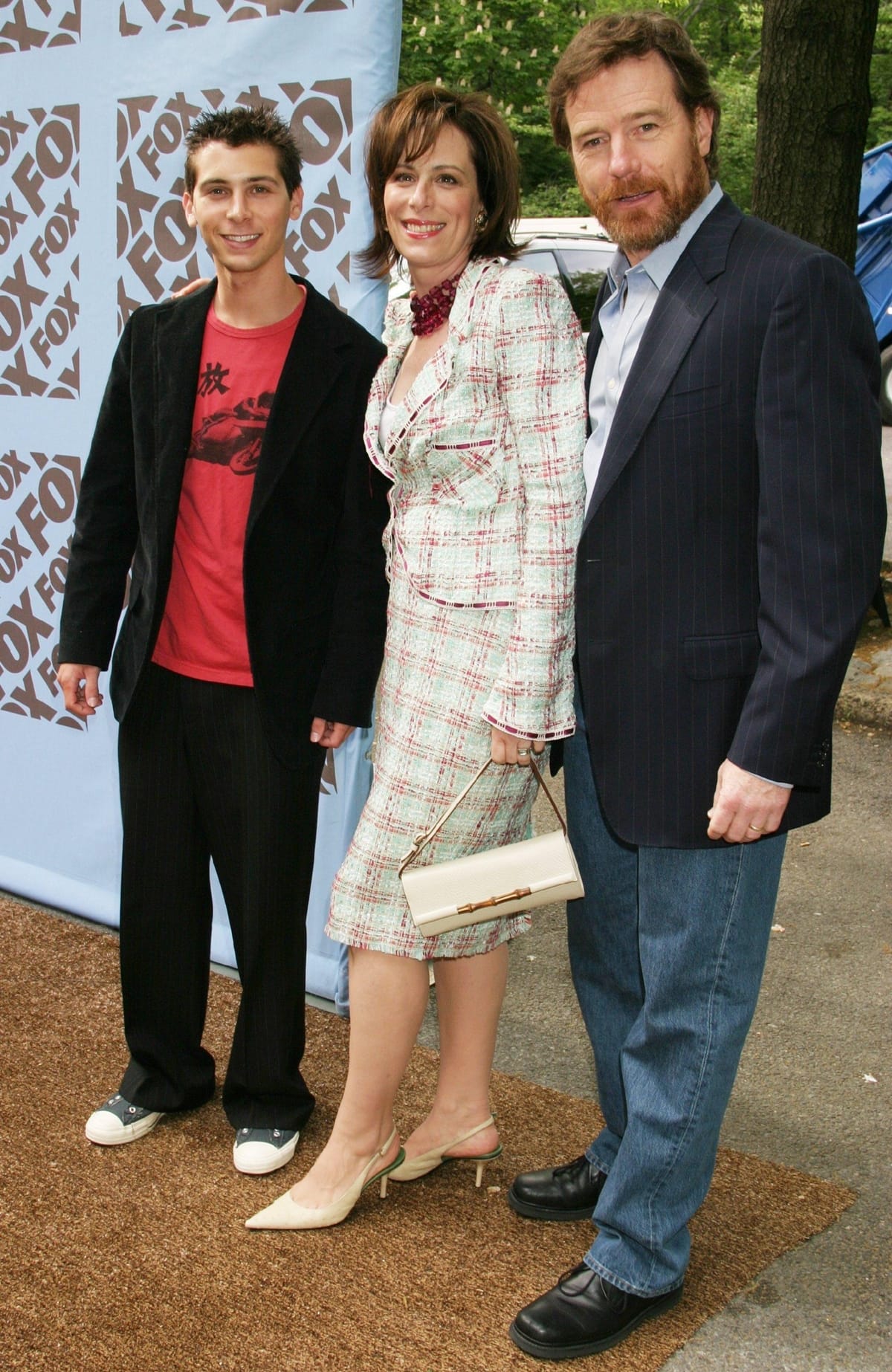 Bryan Cranston with his Malcolm in the Middle co-stars Frankie Muniz and Jane Kaczmarek in 2005