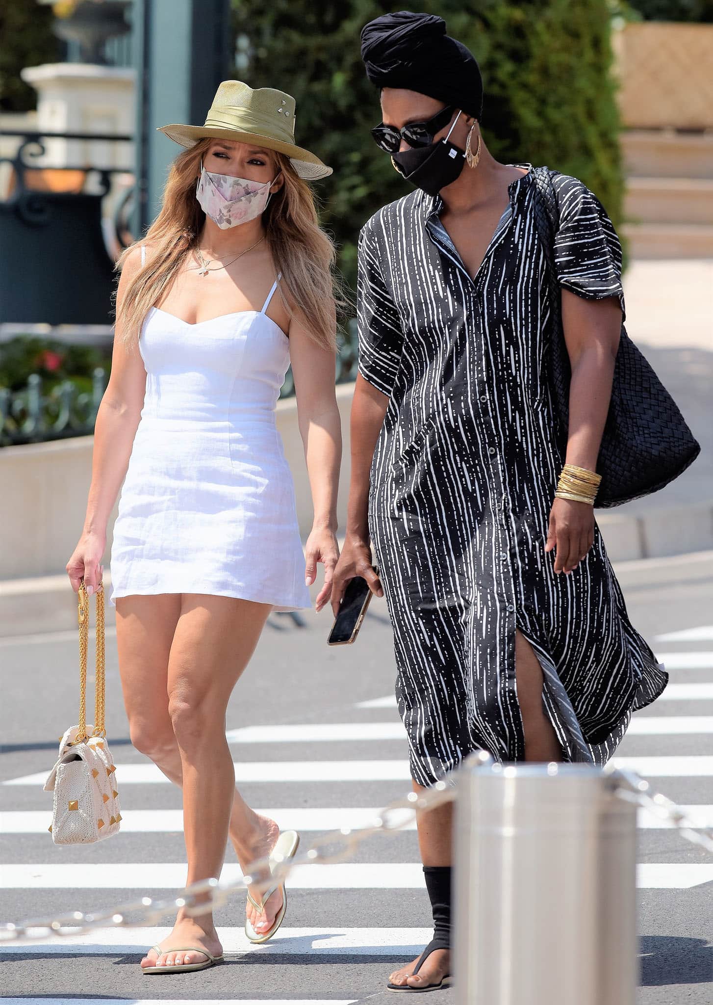 Jennifer Lopez goes shopping with a friend in Monaco on July 26, 2021