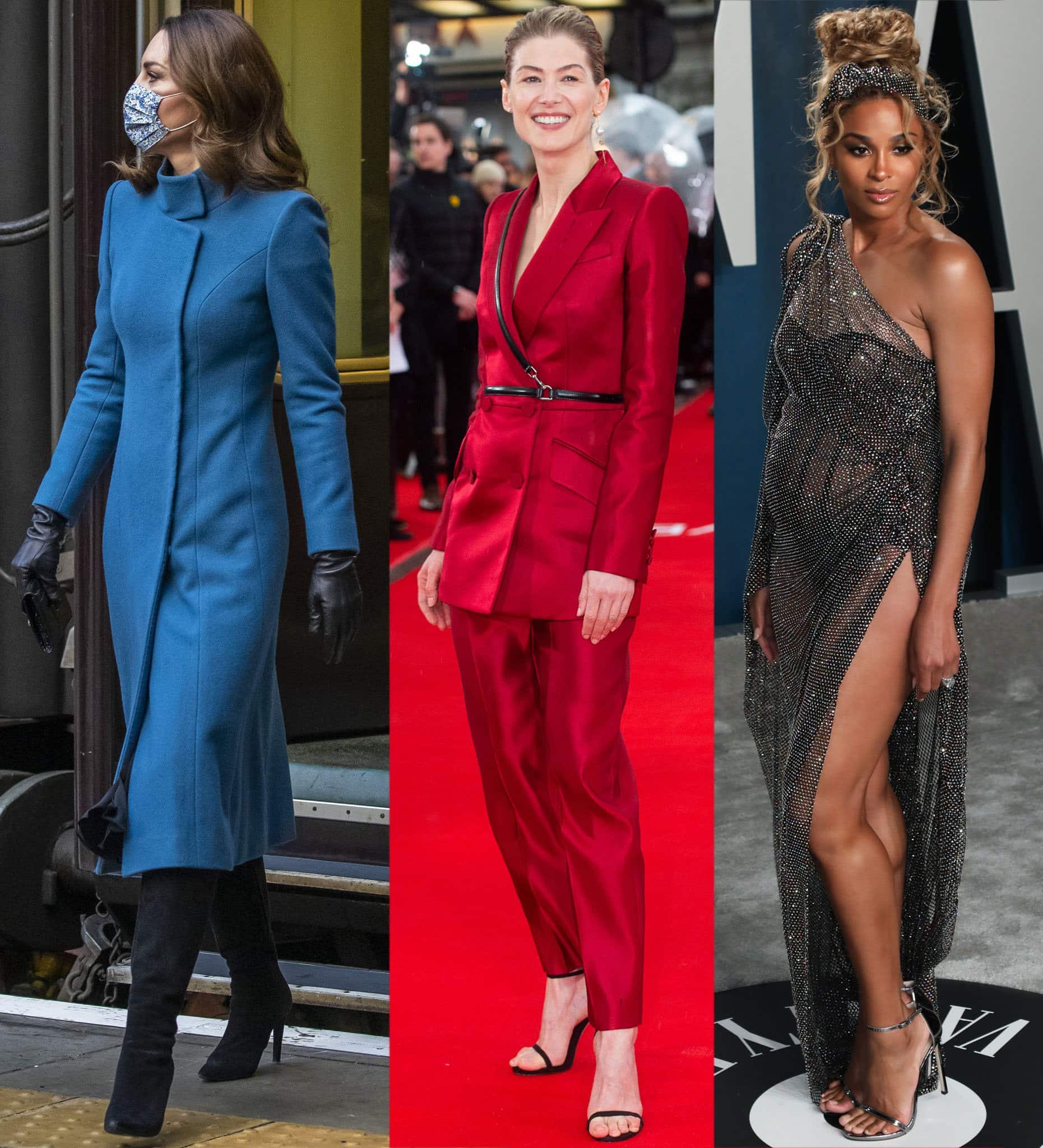 Kate Middleton, Rosamund Pike, and Ciara wearing Stuart Weitzman shoes