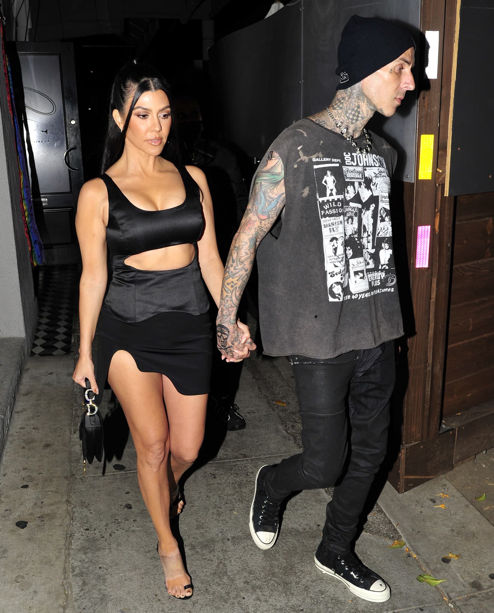 Kourtney Kardashian and new boyfriend Travis Barker out on a date at Craig's in West Hollywood on June 24, 2021