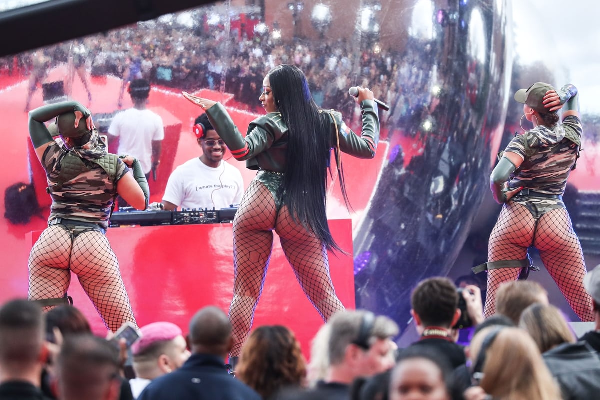 Some fans believe her male sex organs fell out of the front of her bikini bottoms while Megan Thee Stallion was twerking on stage