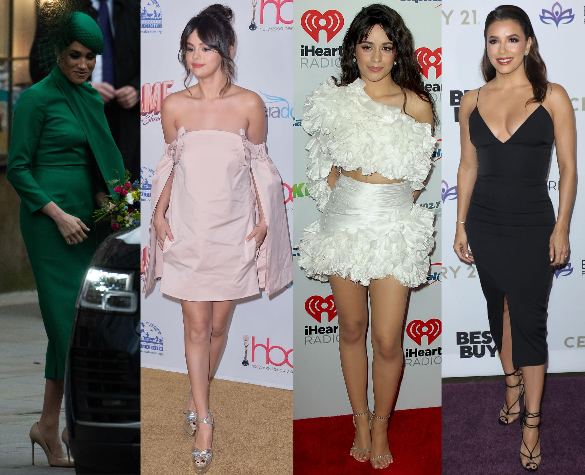 Meghan Markle, Selena Gomez, Camila Cabello, and Eva Longoria wearing their chic Aquazzura heels