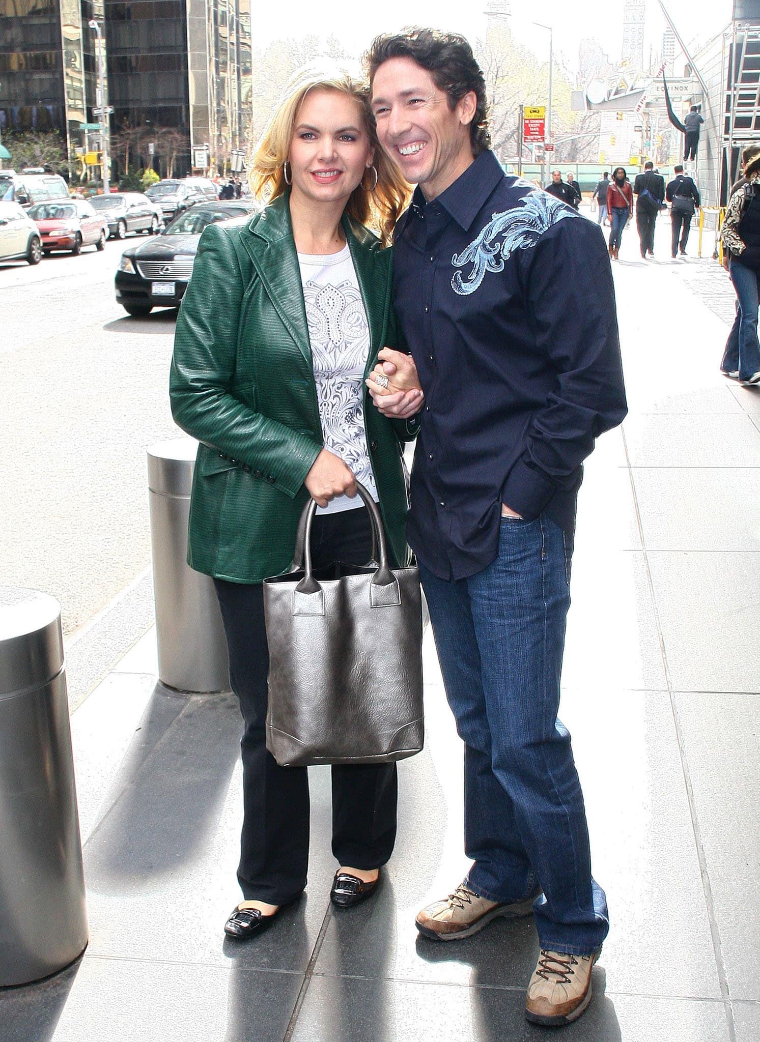 Victoria and Joel Osteen looking all loved-up outside their Manhattan hotel on April 7, 2009