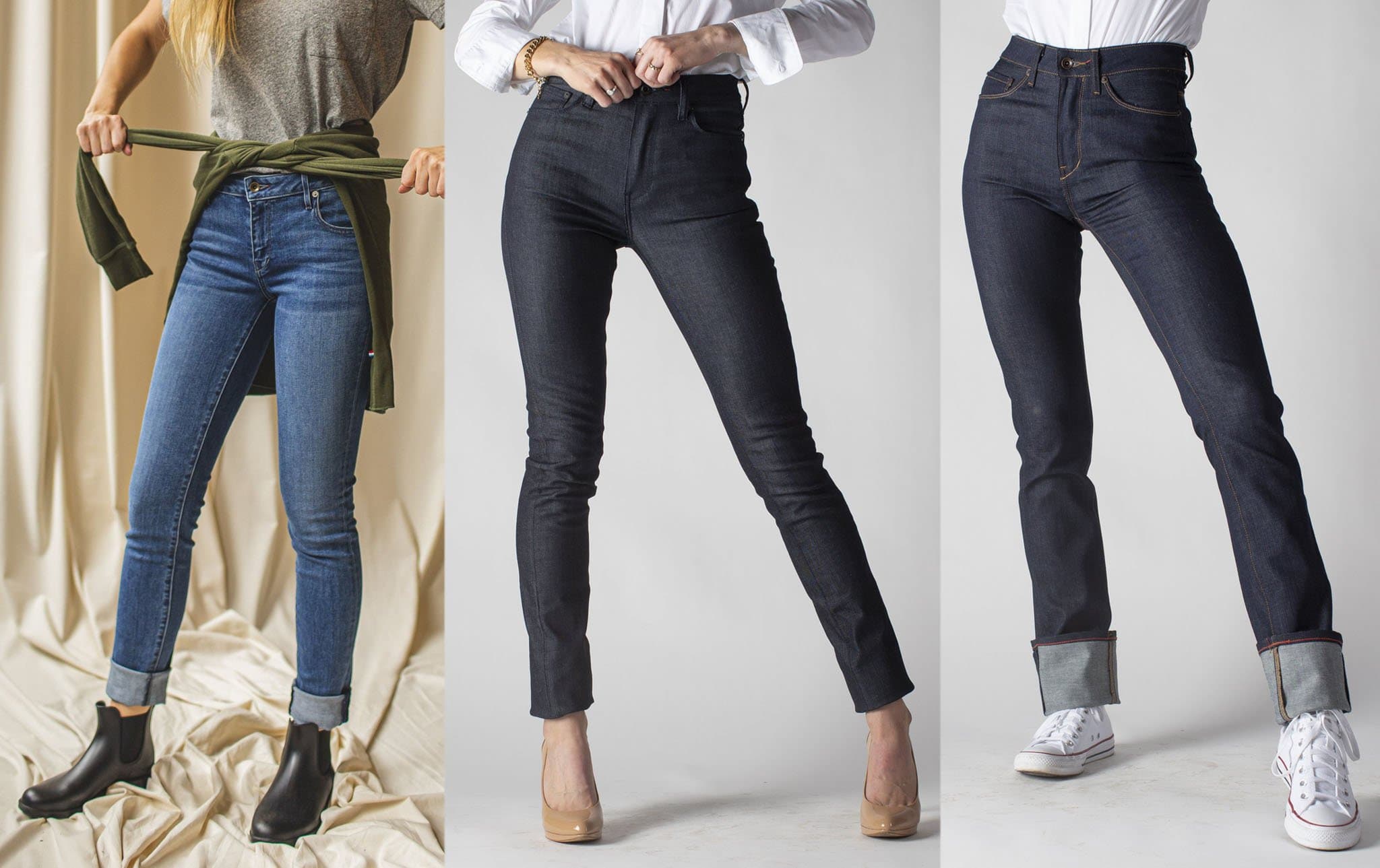 Signature styles from Raleigh Denim Workshop for women: Surry at $245, Haywood at $245, and Madison at $225