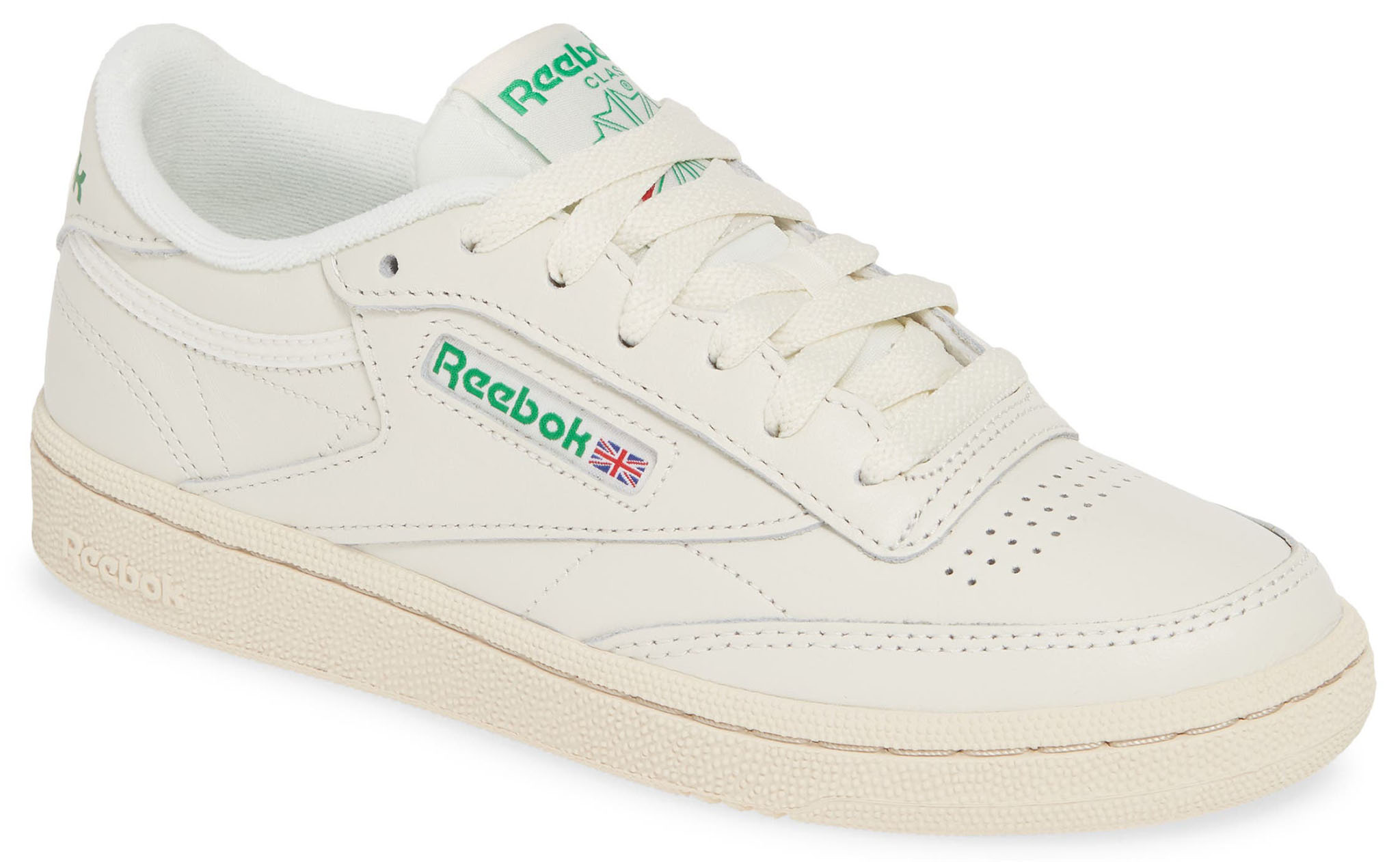 The toe perforations and window-detailed logo define the Reebok Club C 85 sneakers