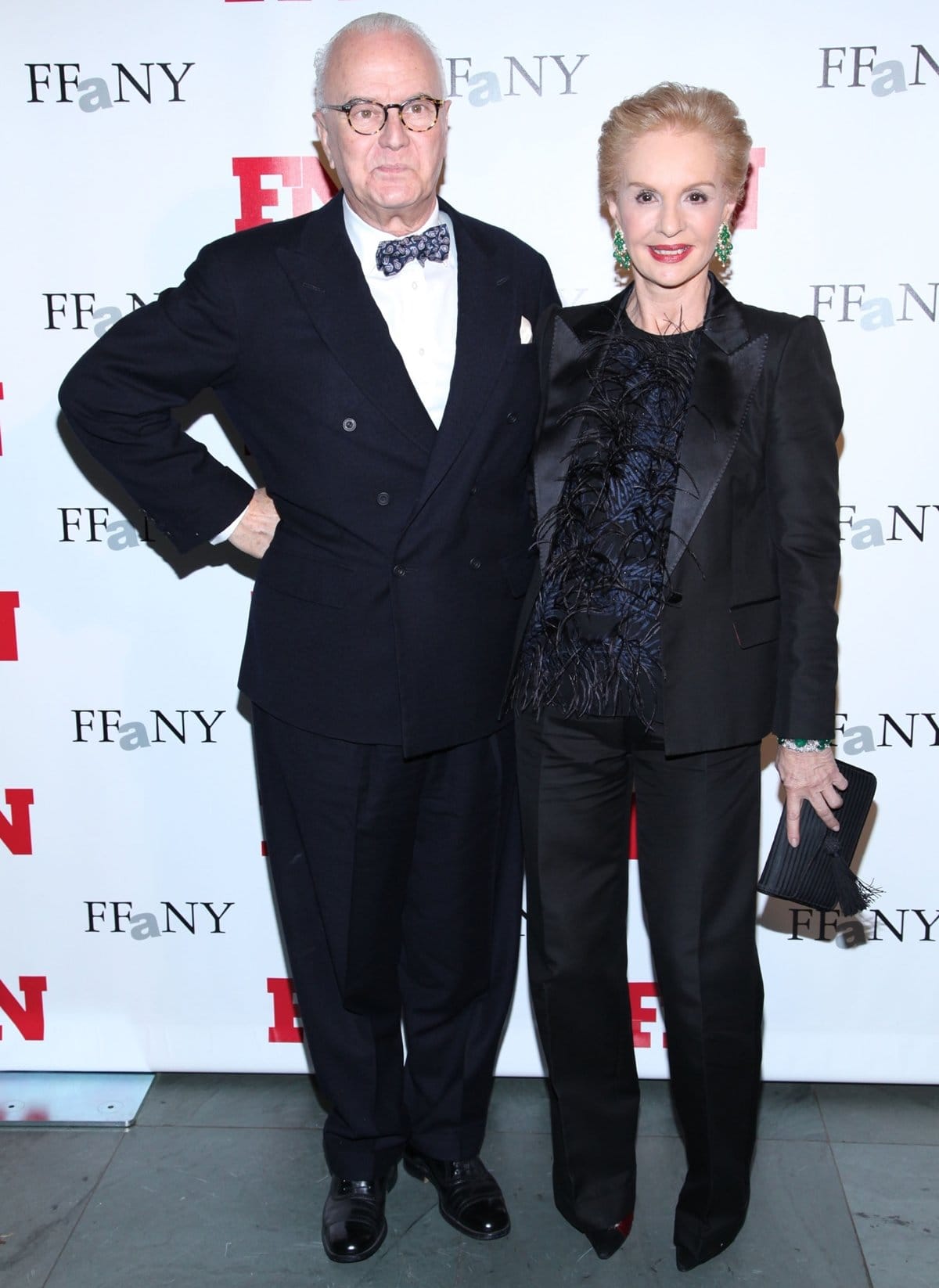 Shoe designer Manolo Blahnik (L) and designer Carolina Herrera attend the 25th Annual Footwear News Achievement Awards at the Museum of Modern Art on November 29, 2011, in New York City