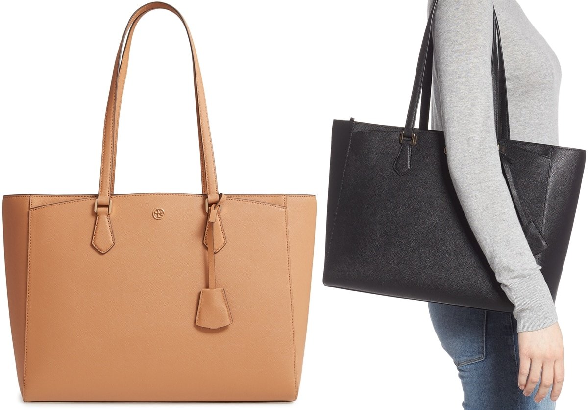 Tory Burch's popular Robinson handbags are made from scratch-resistant Saffiano leather