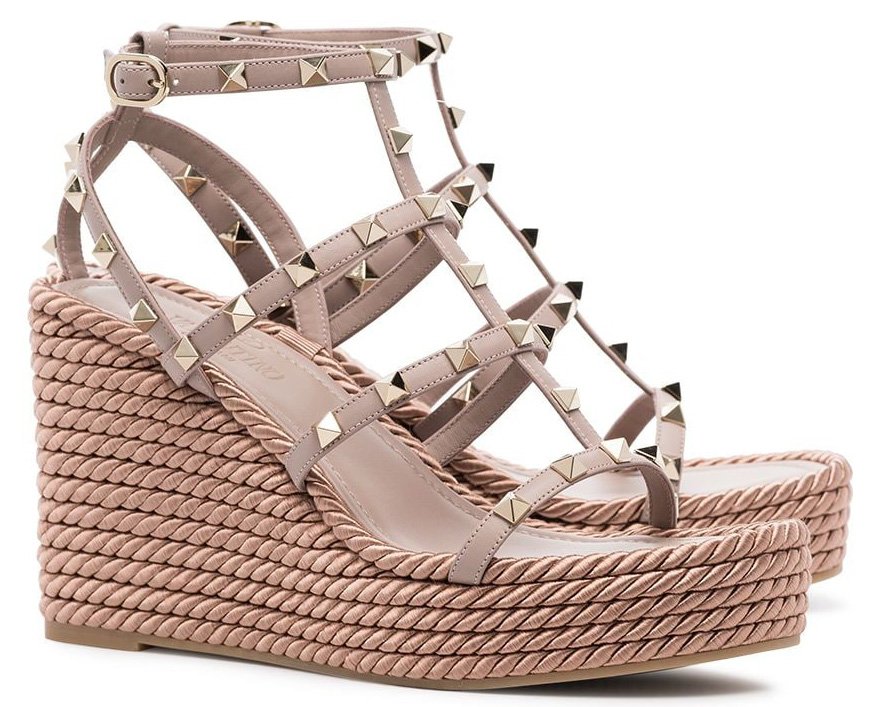 Splurge on these chic and timeless Valentino Rockstud caged platform wedges