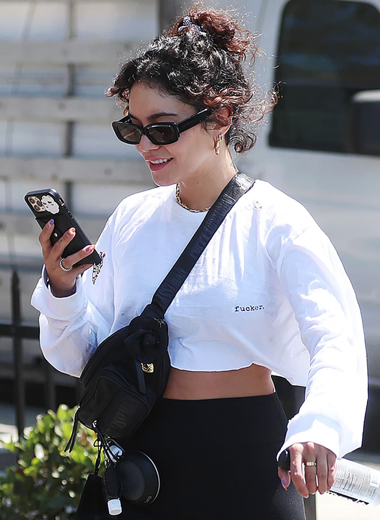 Vanessa Hudgens carries her Poppy Lissiman waist bag across her body