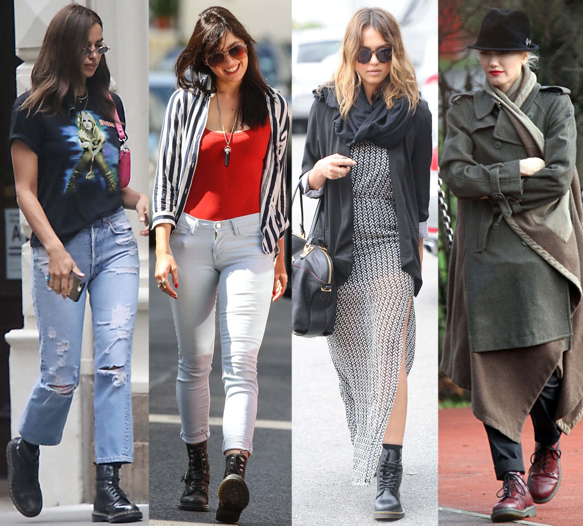 Irina Shayk, Daisy Lowe, Jessica Alba, and Gwen Stefani in Dr. Martens boots