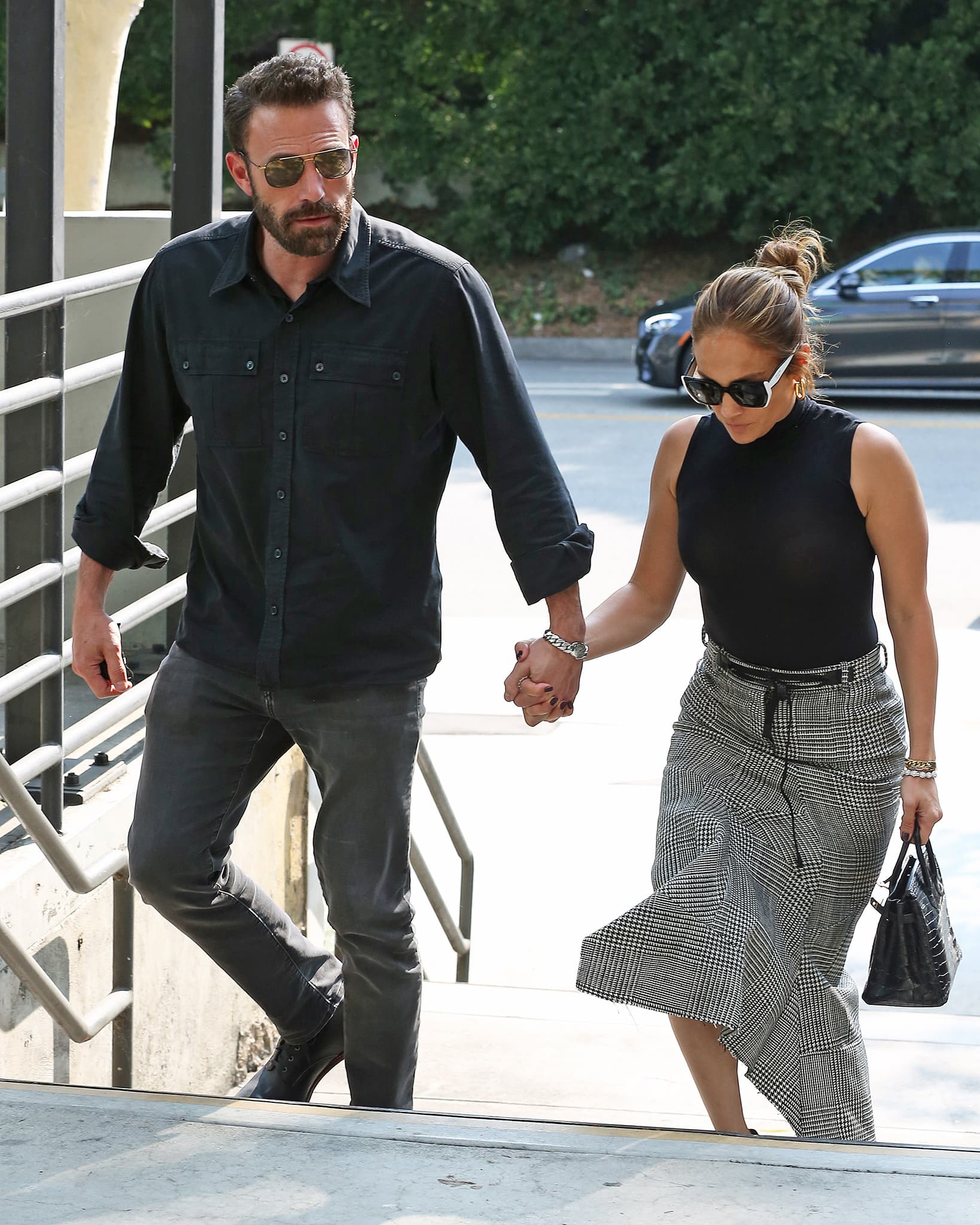 Ben Affleck and Jennifer Lopez go shopping at Westfield Mall in matching business-casual outfits on August 24, 2021