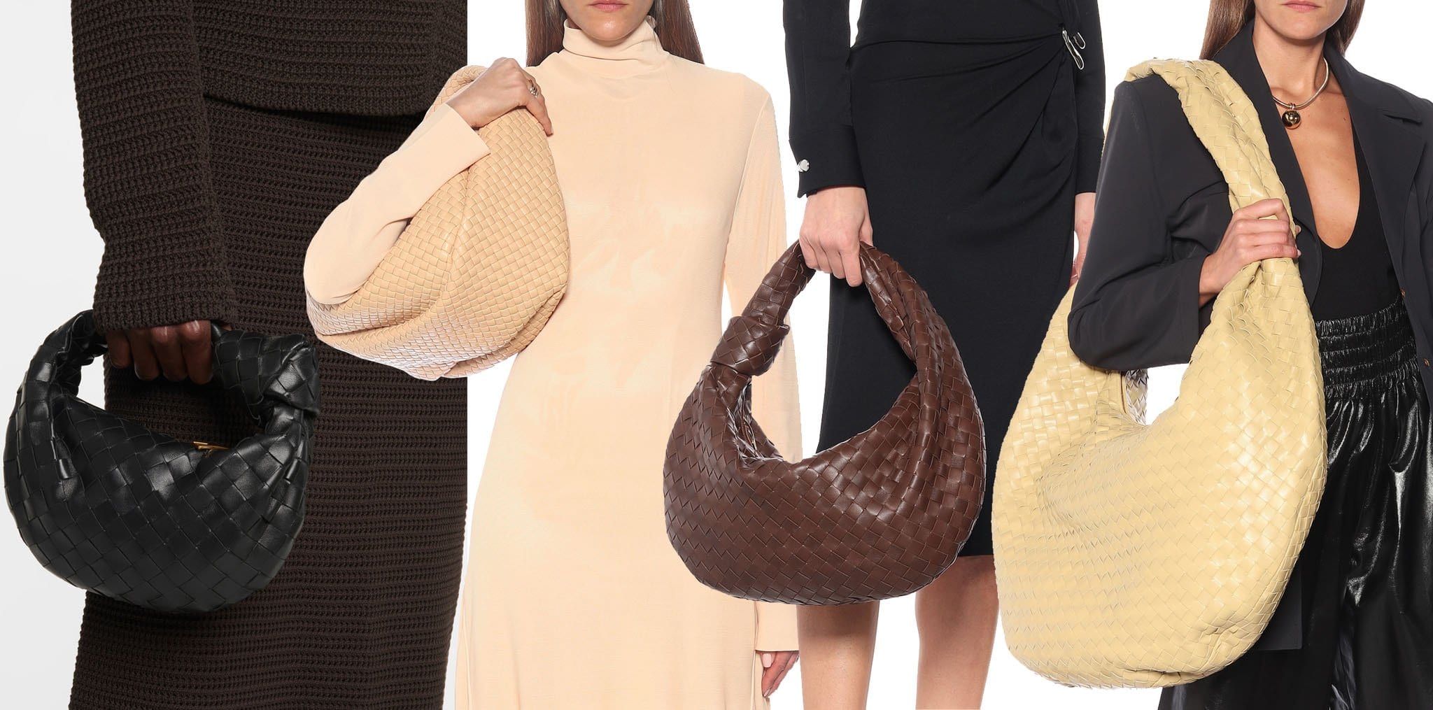 Featuring the fashion house's Intrecciato weaving, the Jodie bag is characterized by the hobo-inspired curved silhouette and the knotted detail at the handle