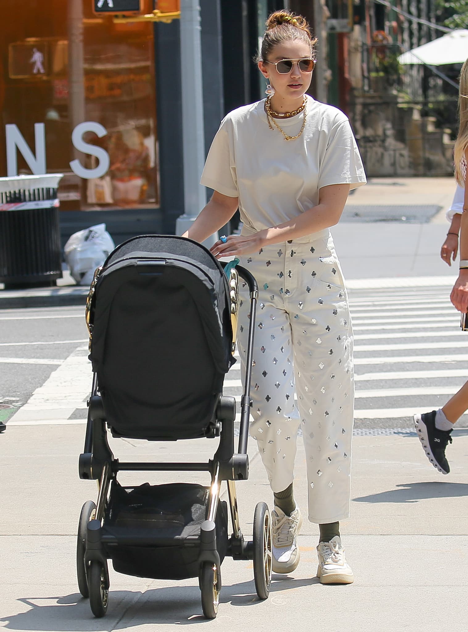 Gigi Hadid steps out in New York City with her daughter, Khai, on July 28, 2021