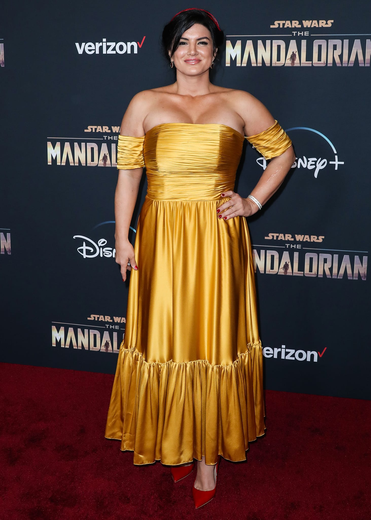 Gina Carano at the Los Angeles premiere of Disney+'s The Mandalorian held at the El Capitan Theatre on November 13, 2019