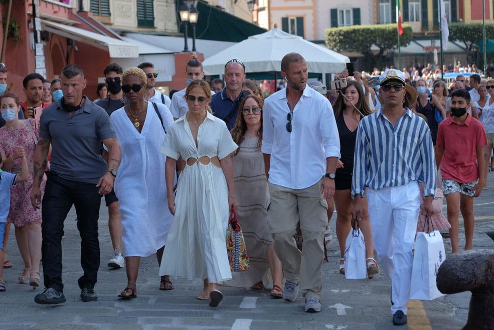 Jennifer Lopez strolling in Portofino, Italy with her friends on July 31, 2021