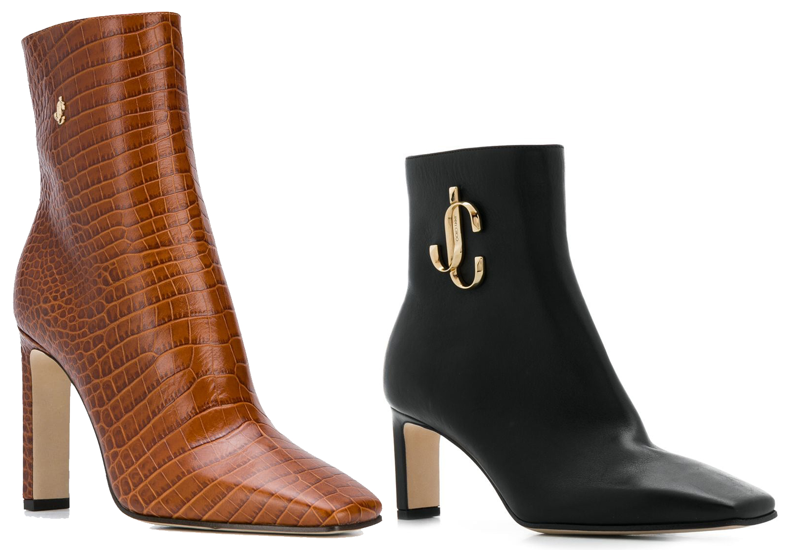 The Minori features the new interlocking JC logo with square toes, and thin block heels