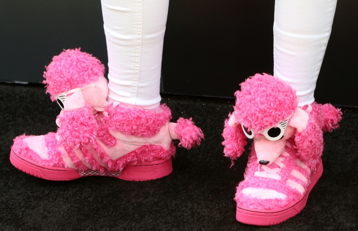 JoJo Siwa wears Adidas by Jeremy Scott poodle pink sneakers