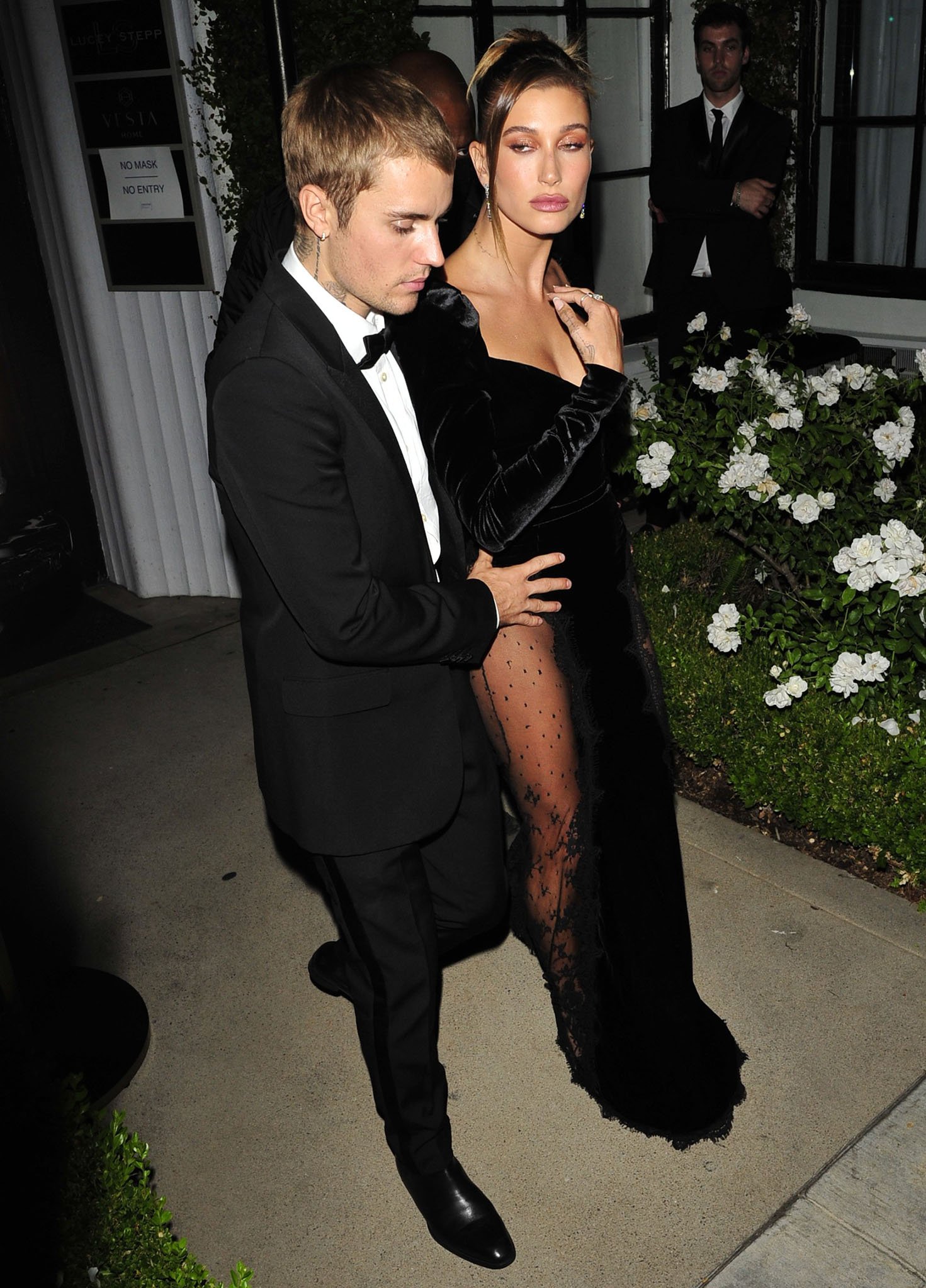 Justin Bieber looks handsome in Saint Laurent by Anthony Vaccarello tuxedo suit