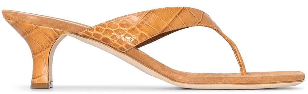 The Portofino from Paris Texas is a summery sandal with a trendy thong-toe post and a blocked mid-heel