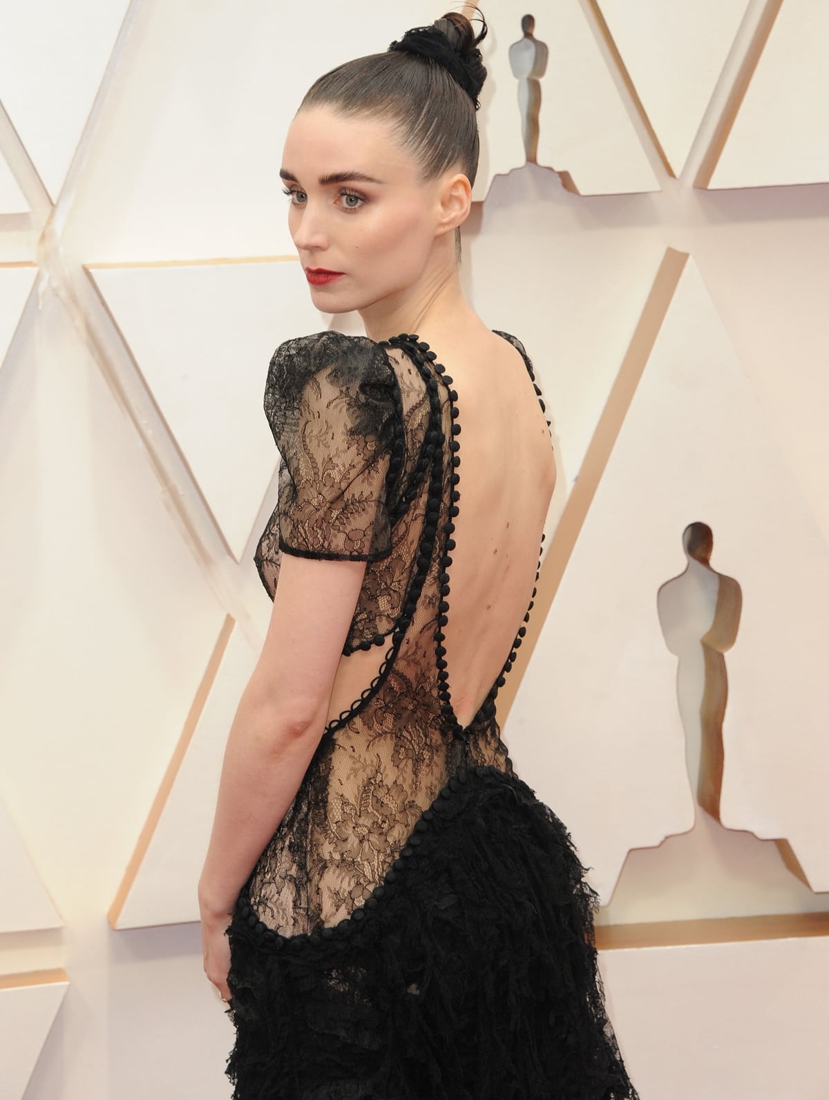 Rooney Mara in an Alexander McQueen frilled ruffle dress at the 2020 Academy Awards