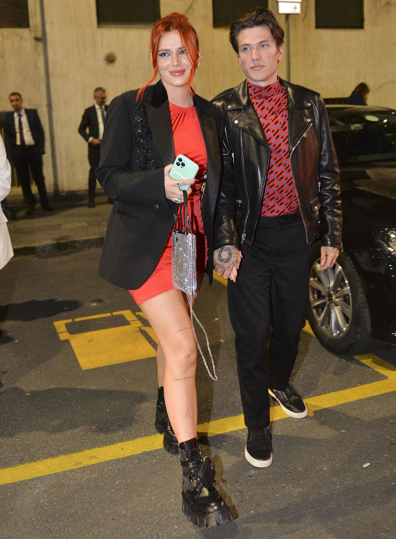 Bella Thorne and Benjamin Mascolo attend a Milan Fashion Week party on September 23, 2021