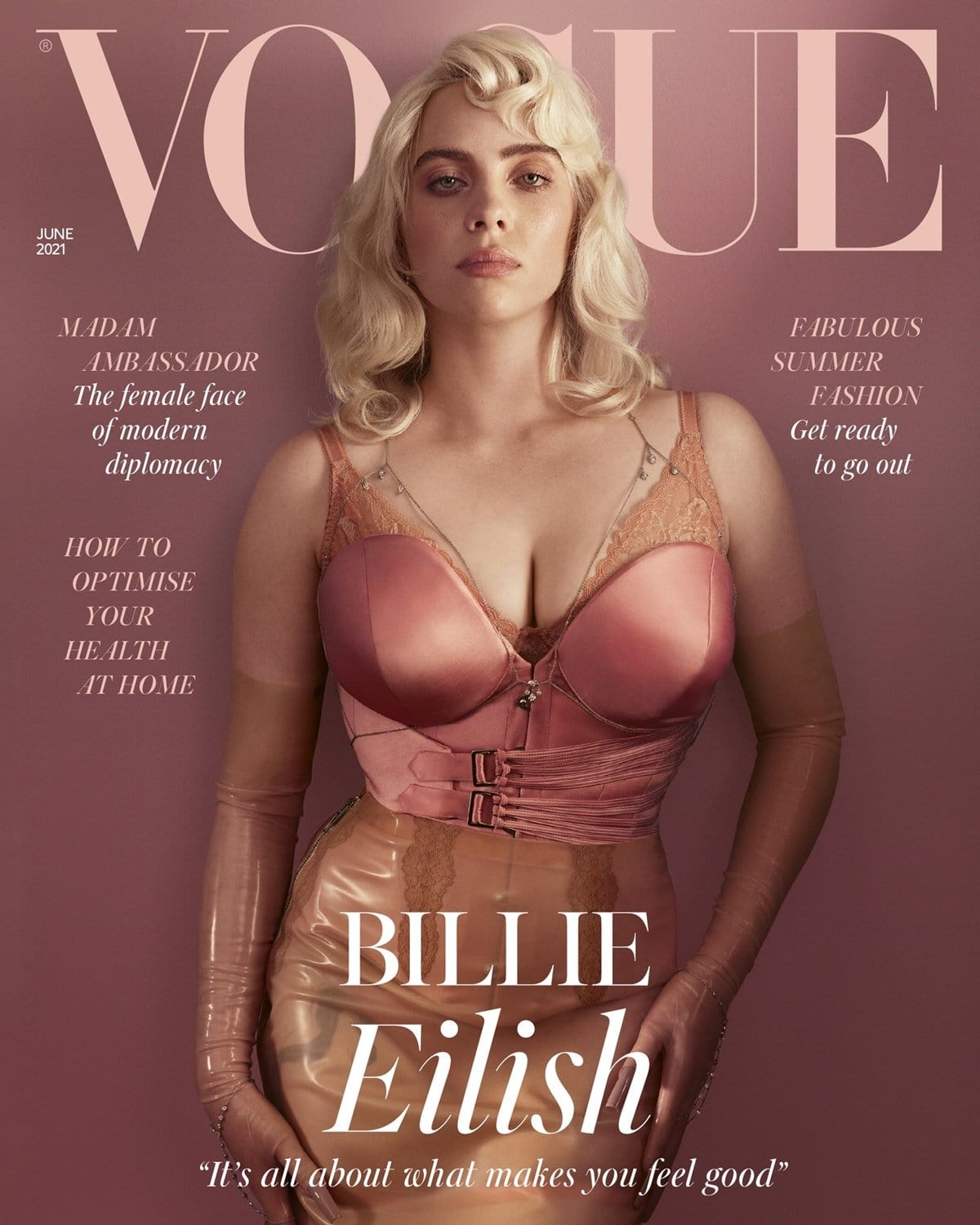 Billie Eilish shocked fans by dressing up like a pin-up girl for British Vogue‘s June issue in 2021