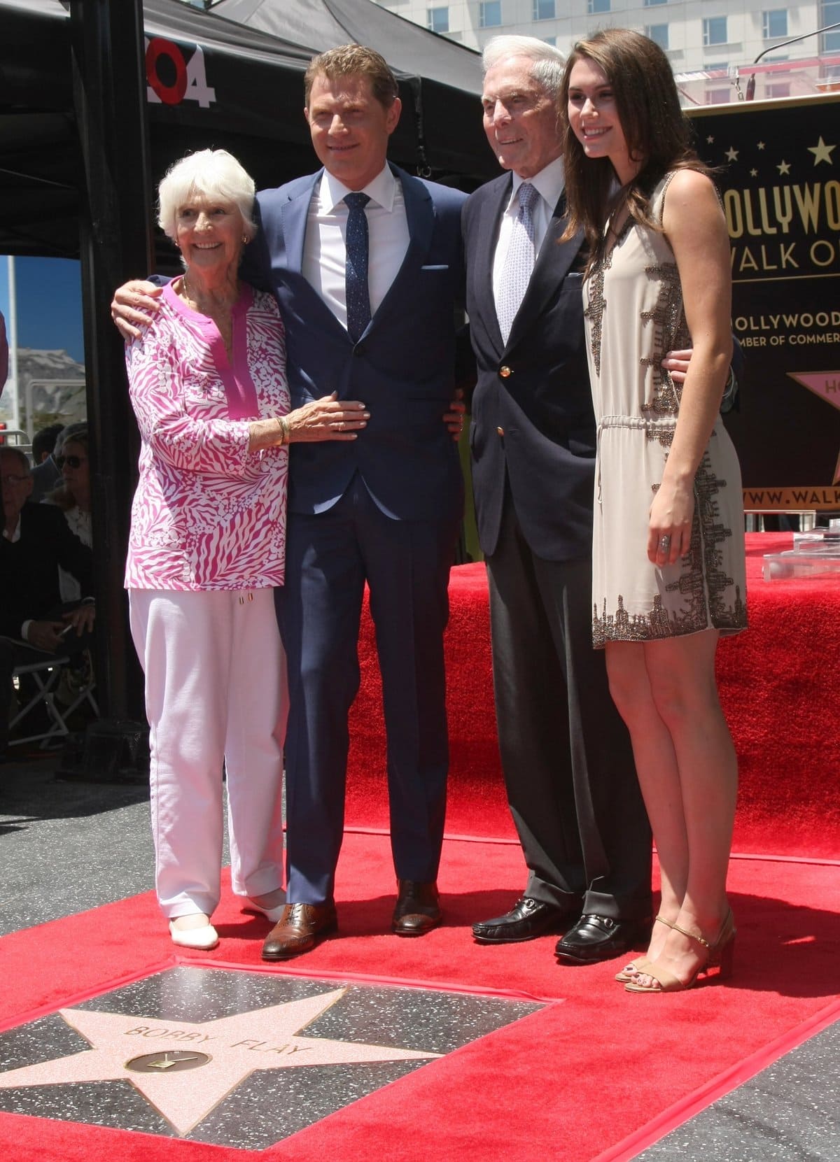 Chef Bobby Flay with his parents Dorothy Barbara and Bill Flay and daughter Sophie Flay at a ceremony honoring him with a Star on The Hollywood Walk Of Fame